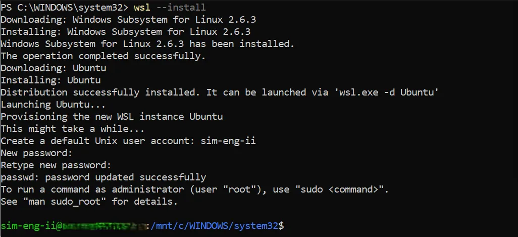 WSL 2 installation notes